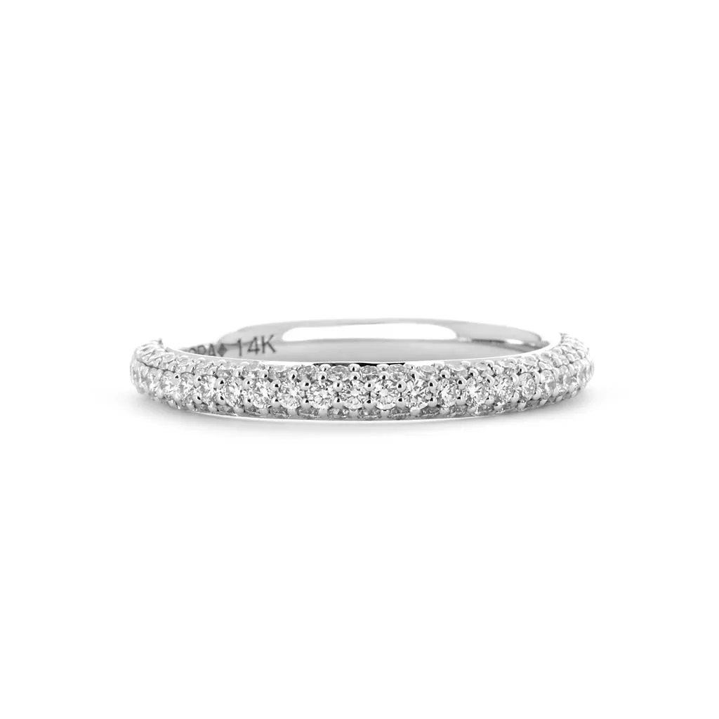 0.60ctw Round Three-Row Diamond Band - 14K White Gold