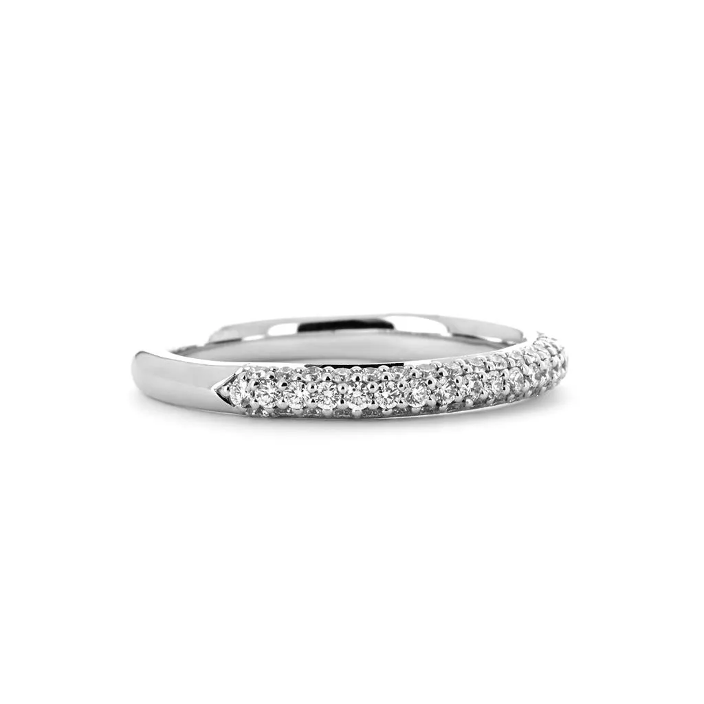 0.60ctw Round Three-Row Diamond Band - 14K White Gold