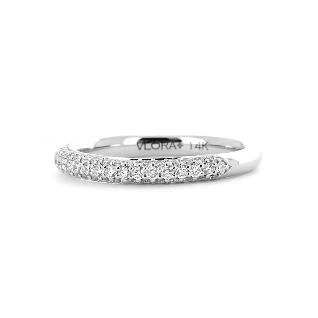 0.60ctw Round Three-Row Diamond Band - 14K White Gold