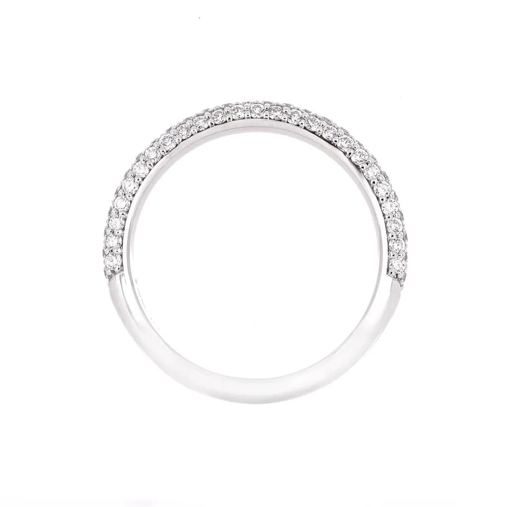 0.60ctw Round Three-Row Diamond Band - 14K White Gold