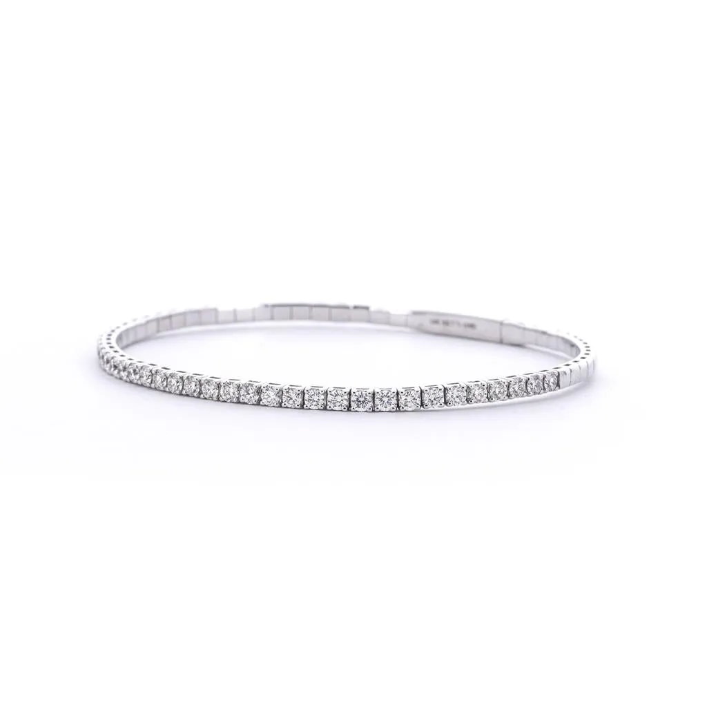 1.0ctw Flex Diamond Bangle  - White Gold