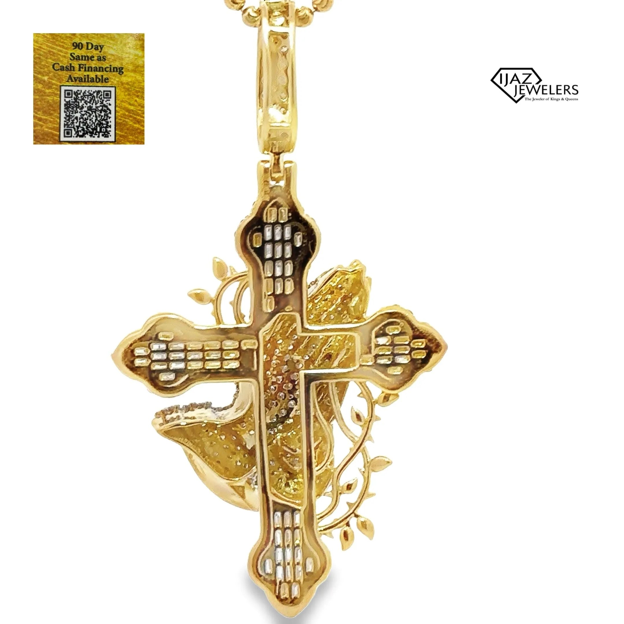 10K Gold 2.00 CTW Diamond Praying Hands Cross Charm