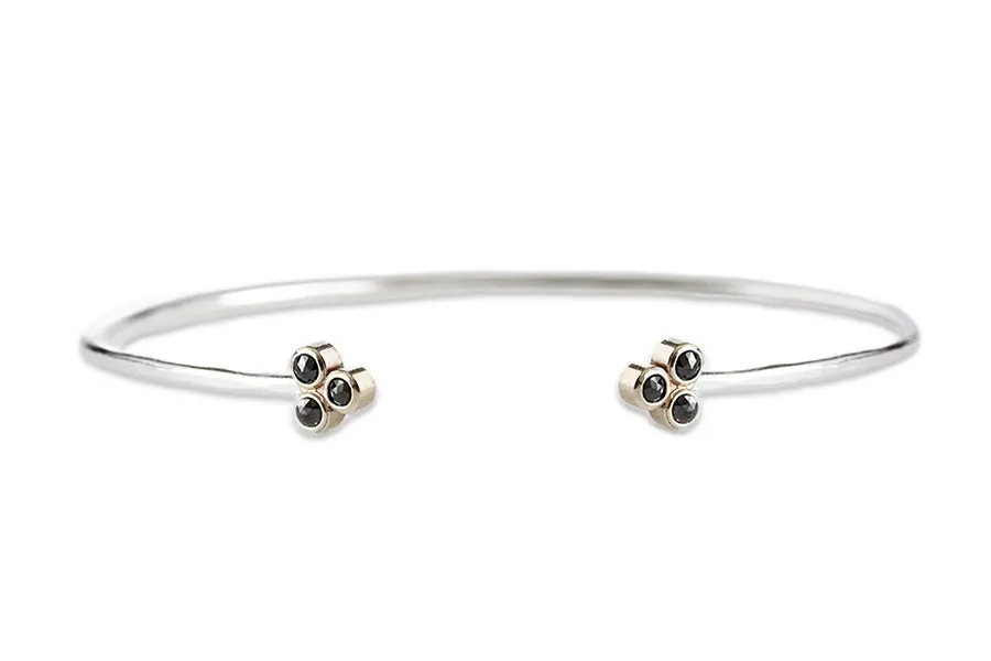 14k   Silver Black Rose Cut Diamond Cuff