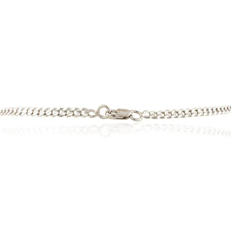 14k Solid White Gold Diamond Chain Necklace