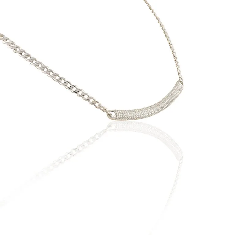 14k Solid White Gold Diamond Chain Necklace