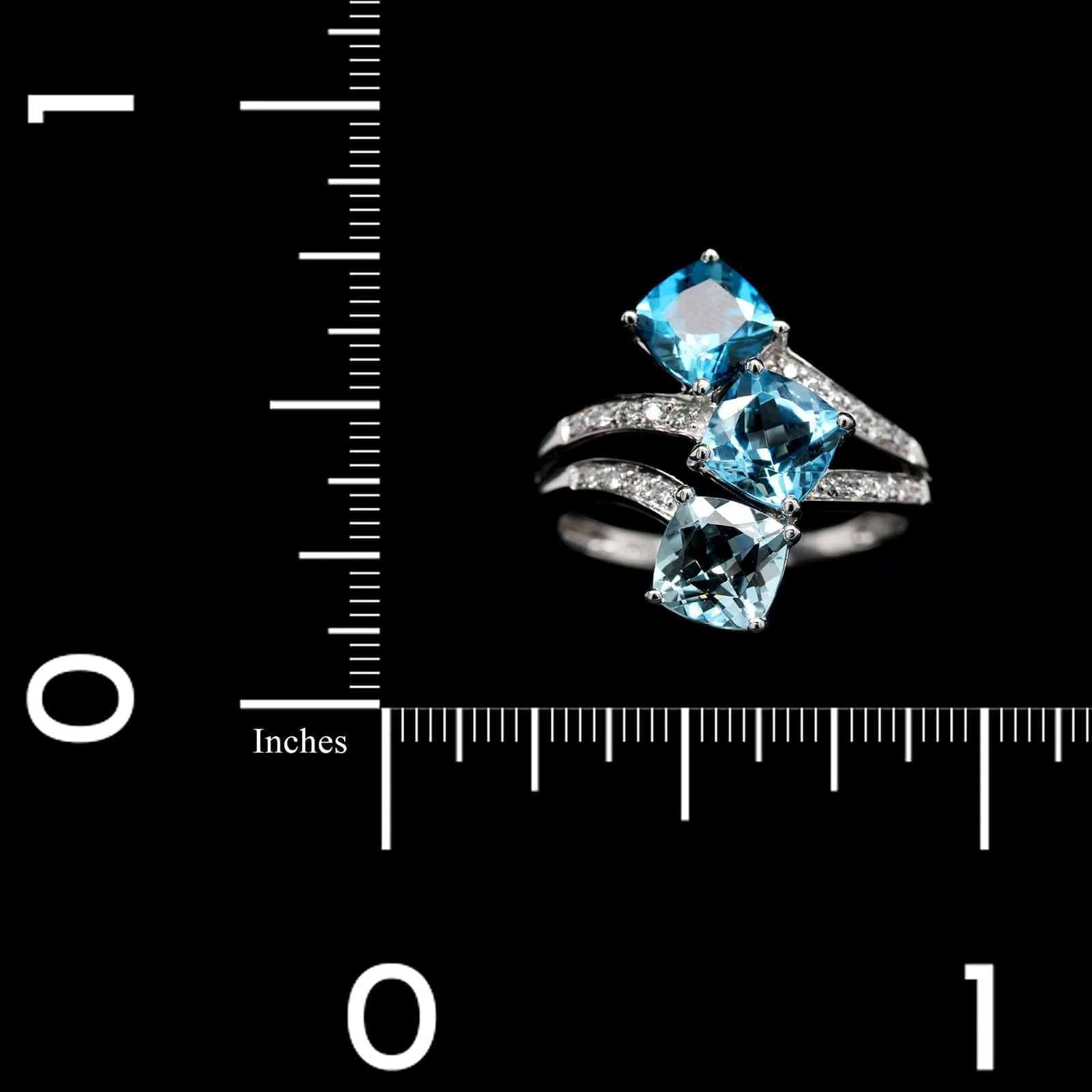 14K White Gold Estate Blue Topaz and Diamond Ring