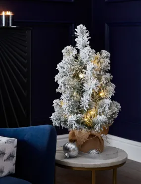 1.5ft Pre-Lit Snowy Christmas Tree