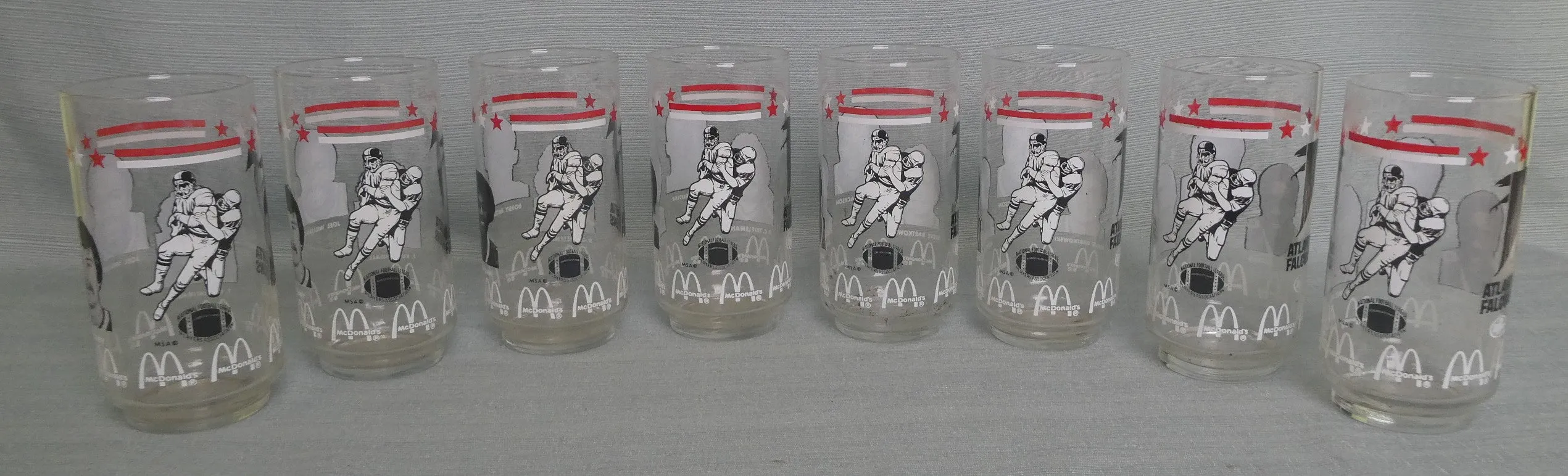 1981 Atlanta Falcons McDonalds/Dr. Pepper Glasses - Set of 8