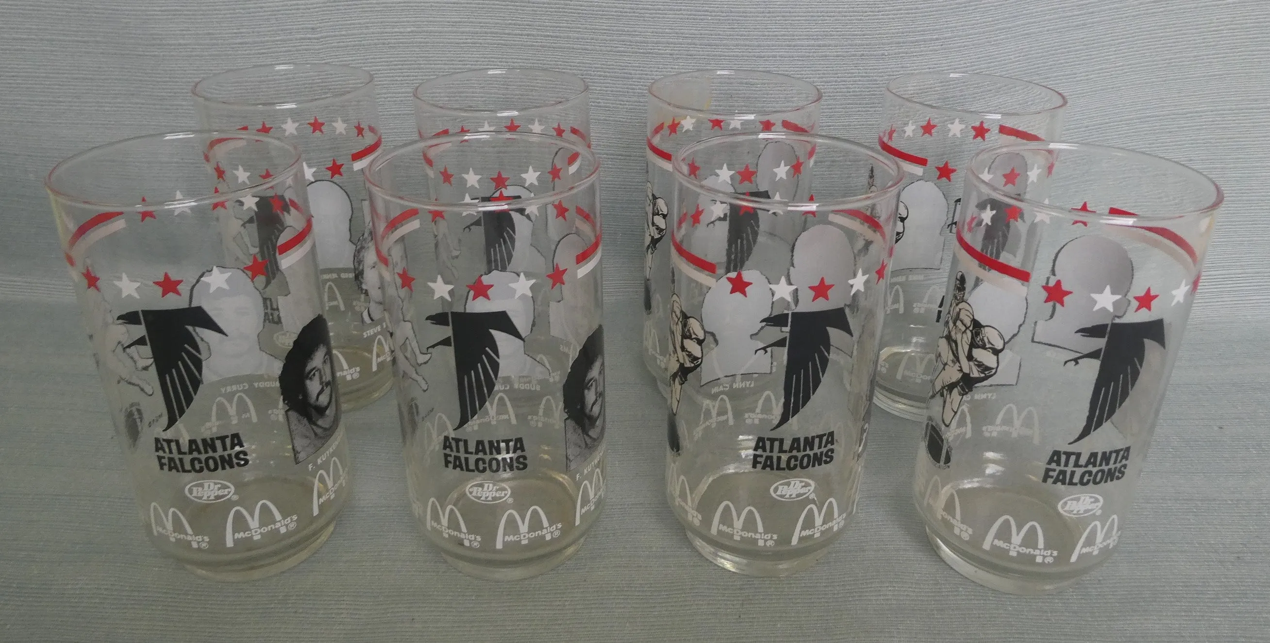 1981 Atlanta Falcons McDonalds/Dr. Pepper Glasses - Set of 8