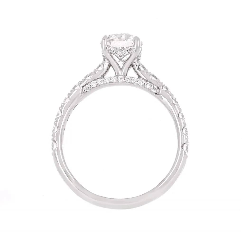 1.98ctw Round Diamond Engagement Ring, Pavê - 14K White Gold