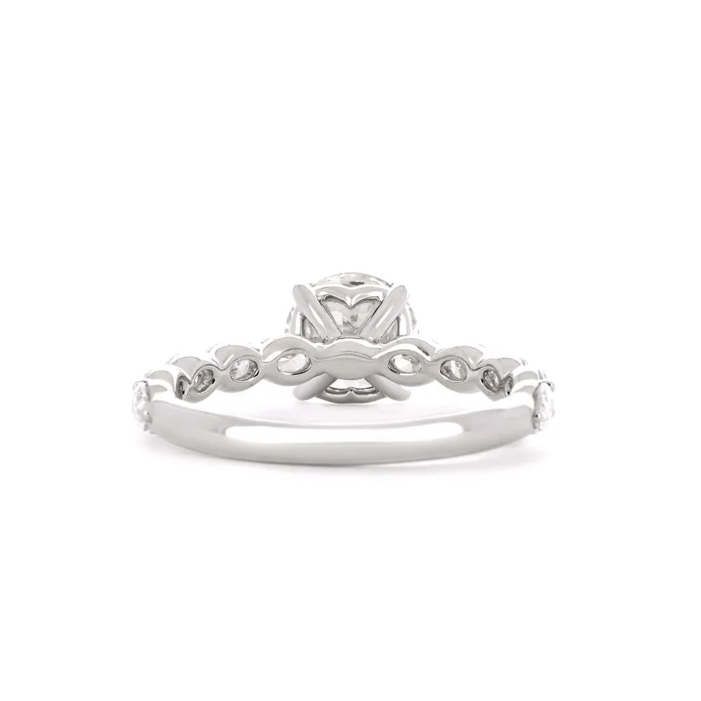 2.29ctw Round Diamond Engagement Ring, Oval Pavê - 14K White Gold