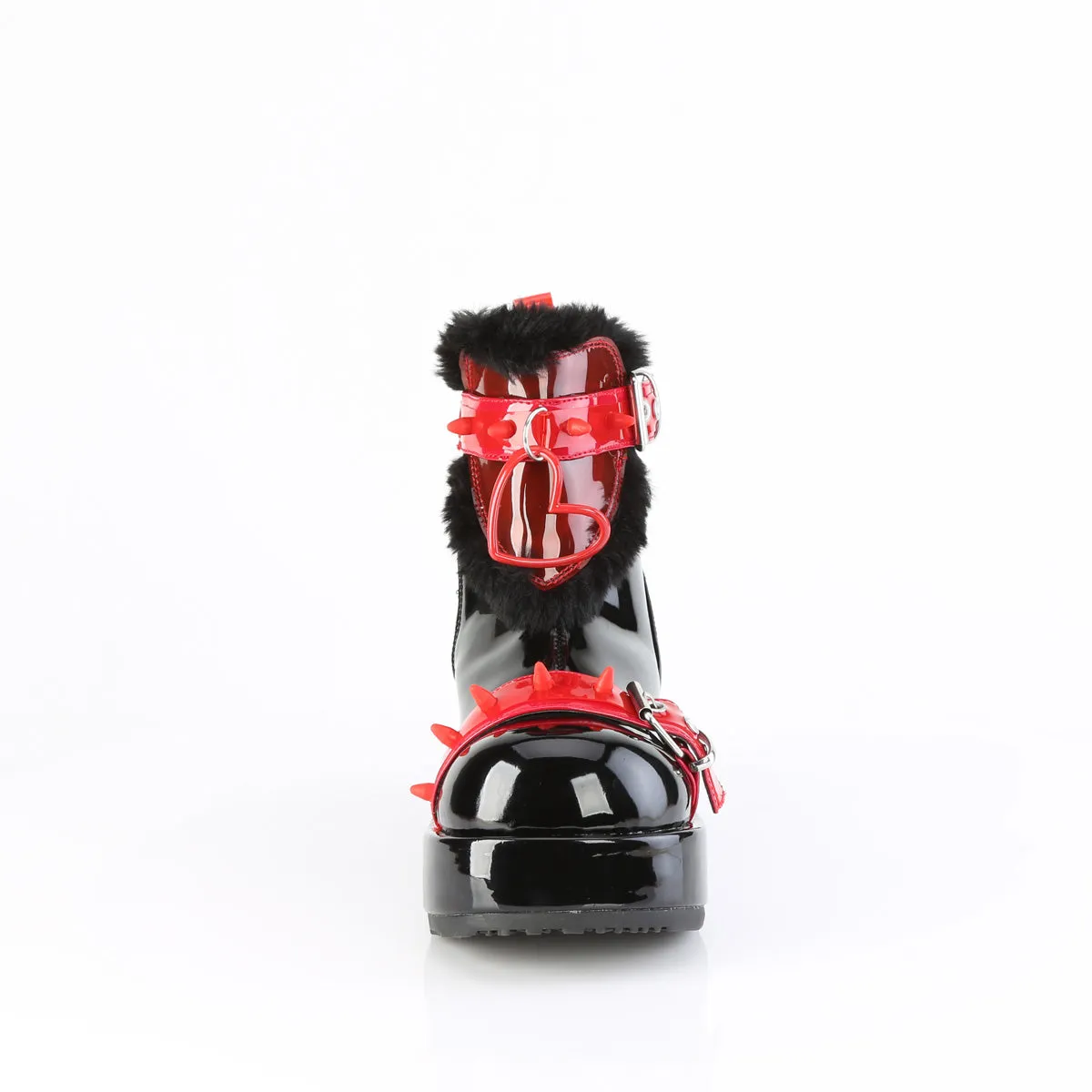 3 Inch Platform CUBBY-57 Black Patent-Red PVC