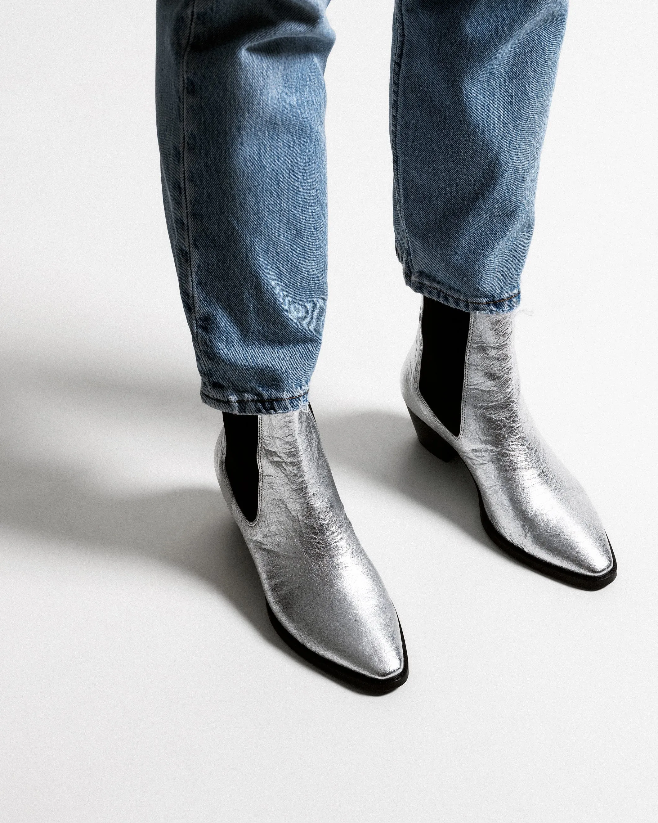 3pm Friday Rocks! Vegan Piatex Ankle Boots | Metallic Silver