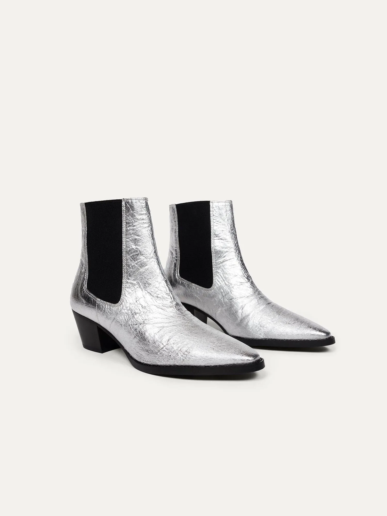 3pm Friday Rocks! Vegan Piatex Ankle Boots | Metallic Silver