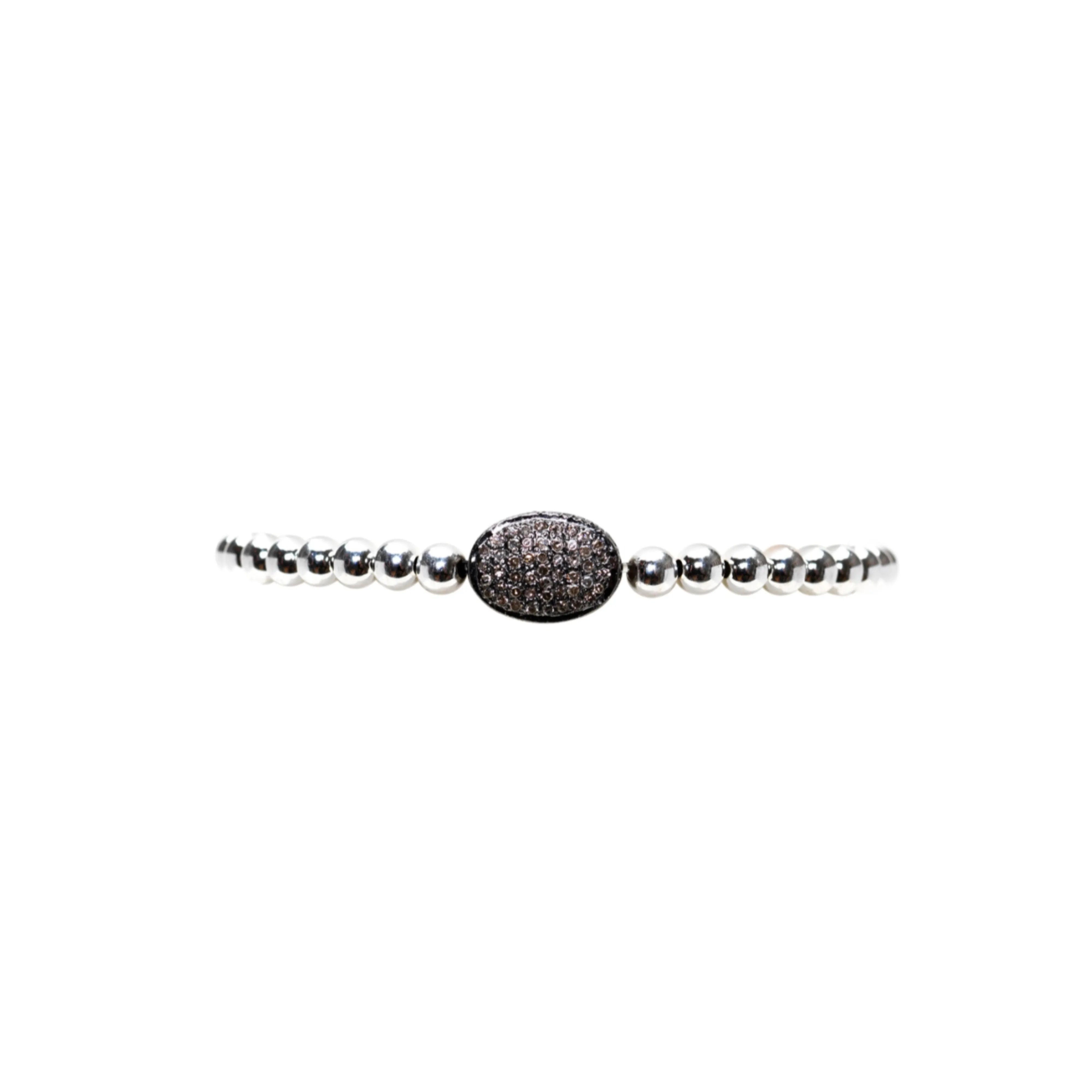 4MM Signature Bracelet with Sterling Silver Oxidized Diamond Bean