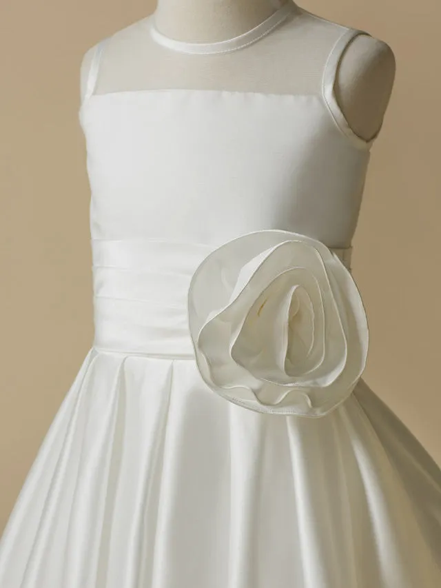 A-Line Taffeta Sleeveless Jewel Neck First Communion Short Flower Girl Dresses