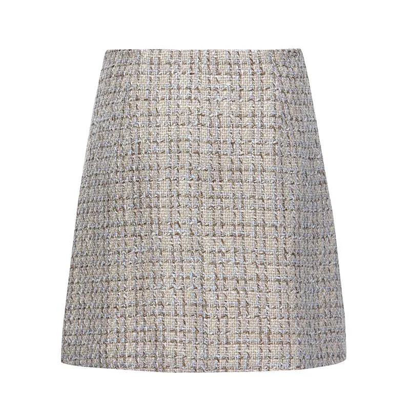 A-line Woolen Tweed Mini Skirt