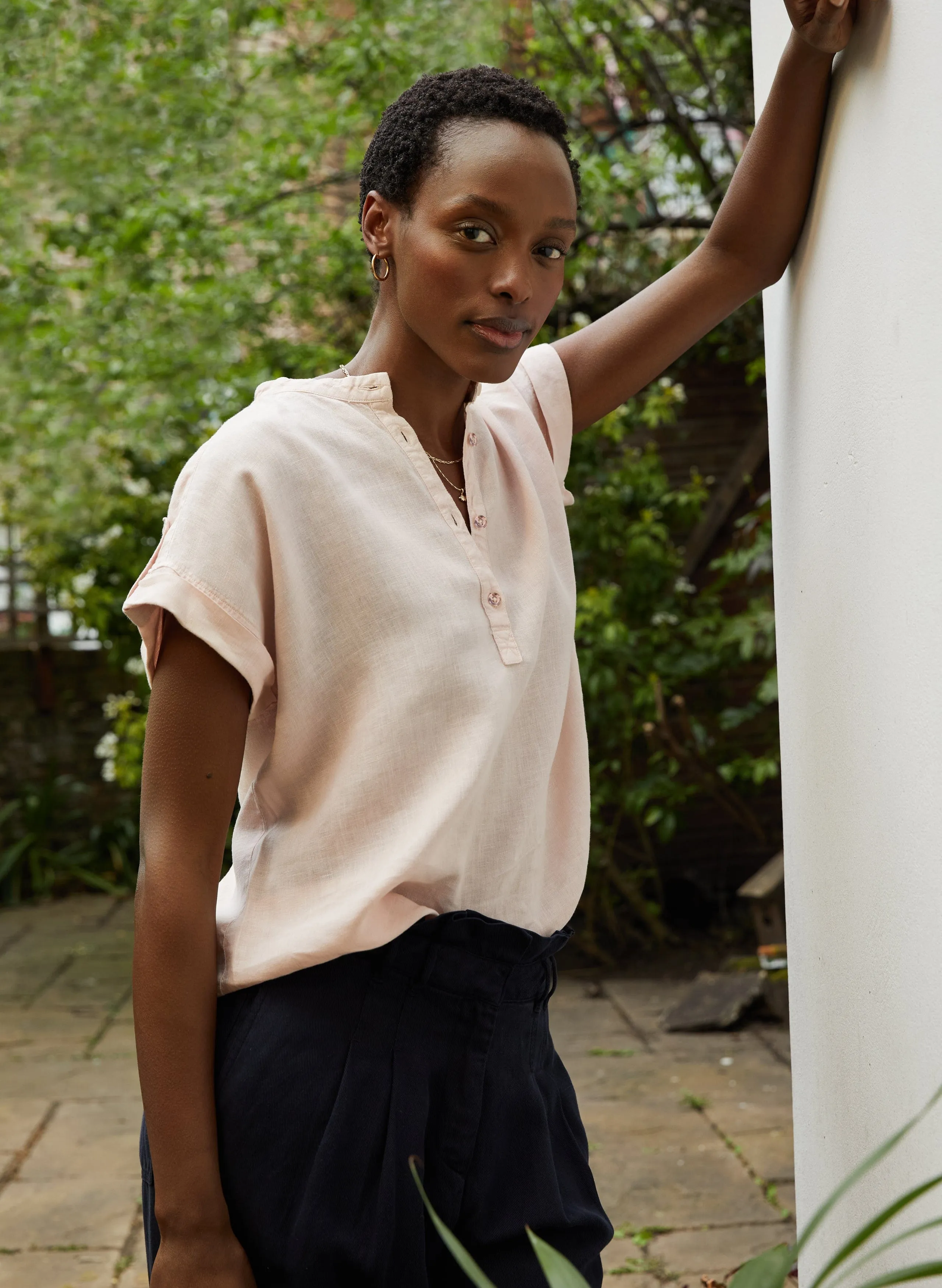 Alexia Linen Shirt | Powder Pink