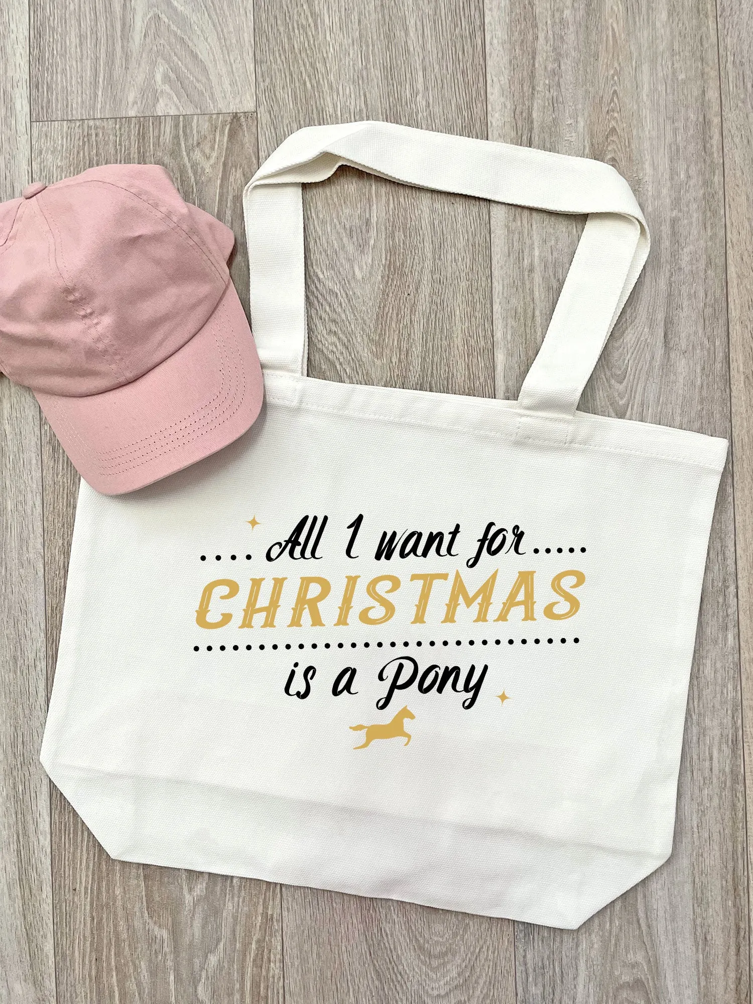 All I Want For Christmas Is A Pony Cotton Canvas Shoulder Tote Bag