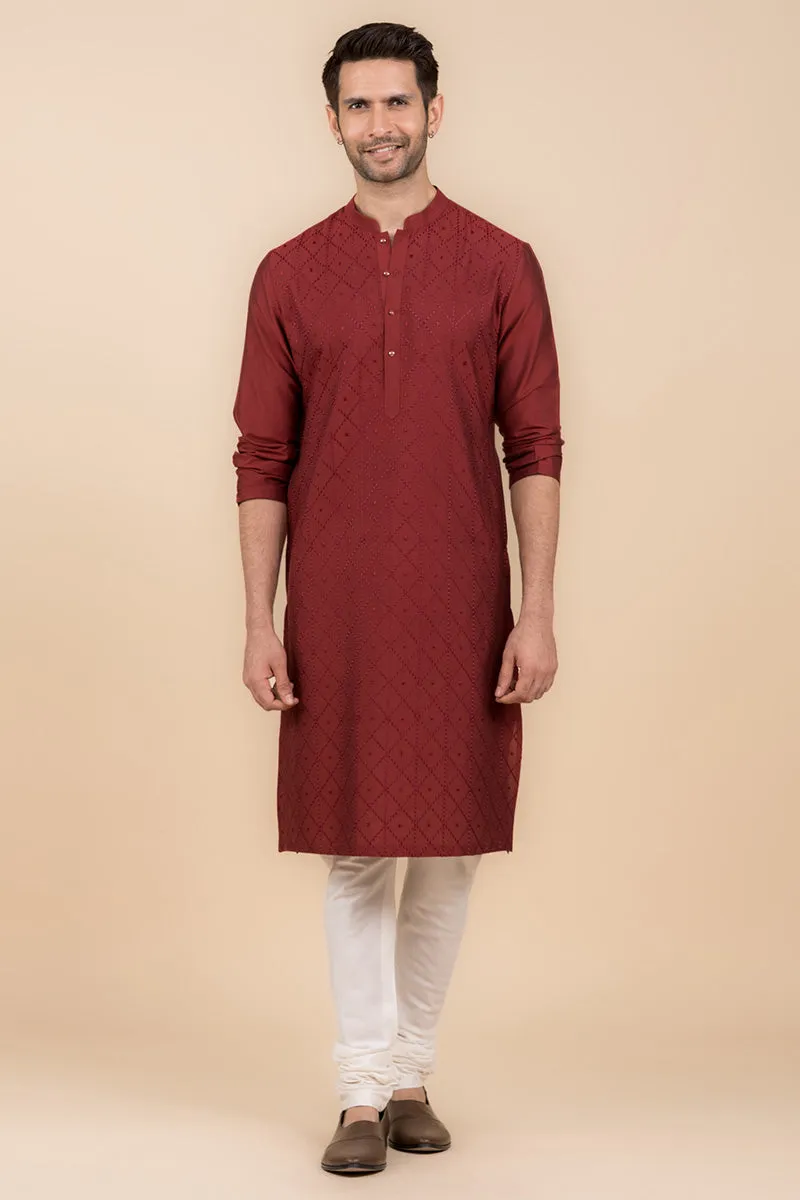 All Over Jaal Embroidered Kurta Set