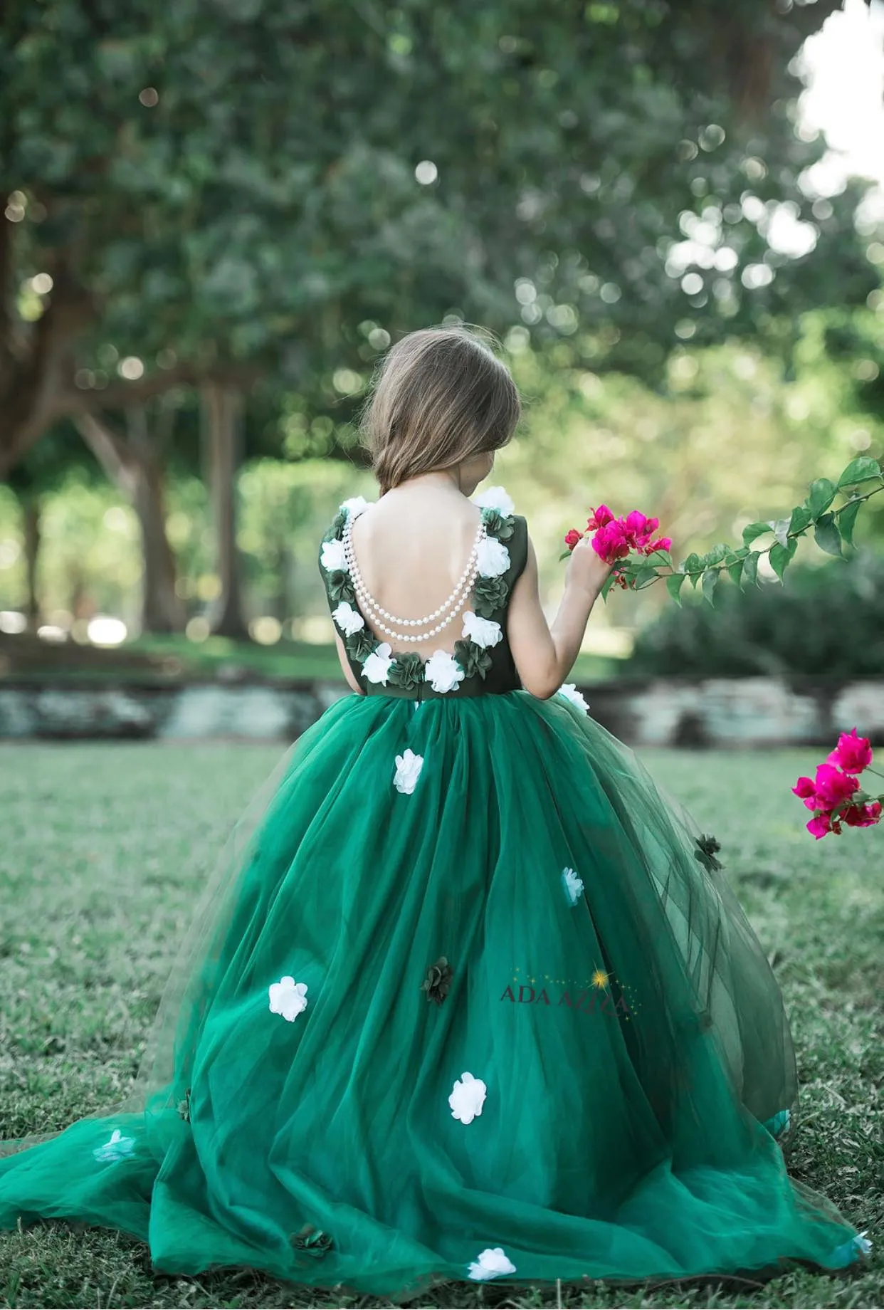 Alyssa Dress Emerald & White