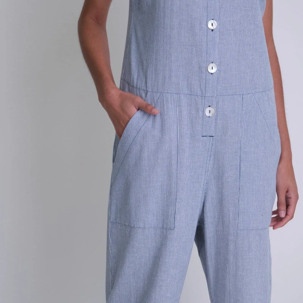 Amber Cotton Striped Jumpsuit | Indigo