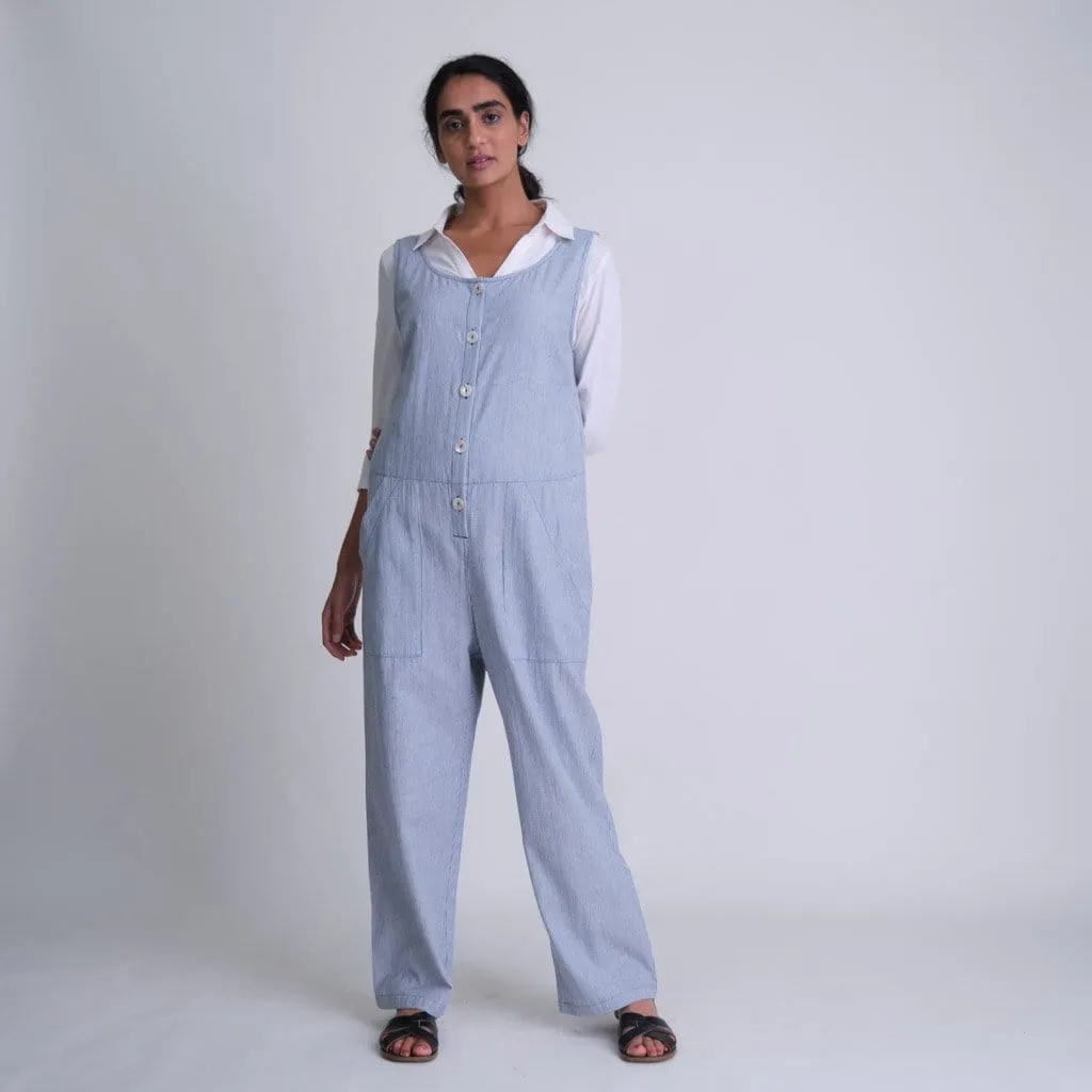 Amber Cotton Striped Jumpsuit | Indigo