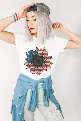 American Flag Sunflower Adult Shirts