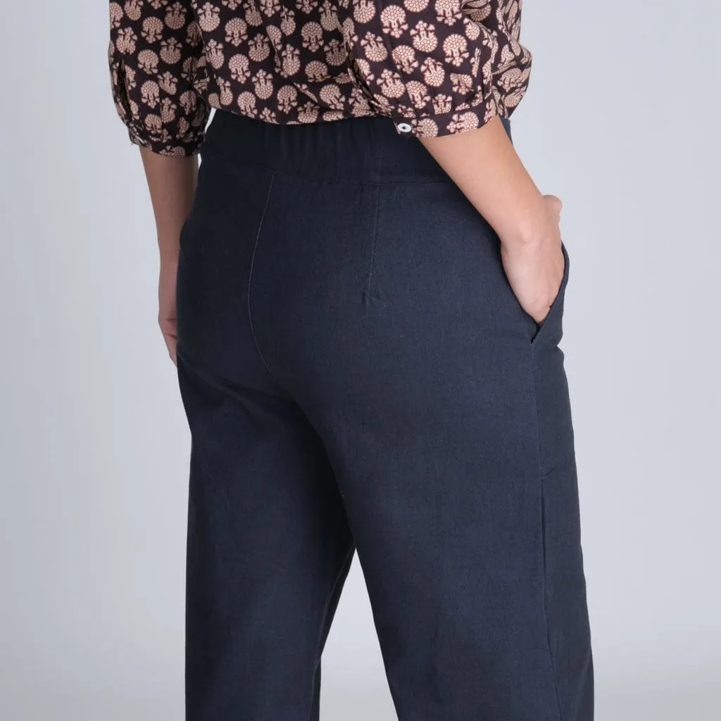 Anna Cotton Wide Leg Trousers | Grey Twill