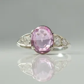 Antique Pink Topaz & Diamond Ring