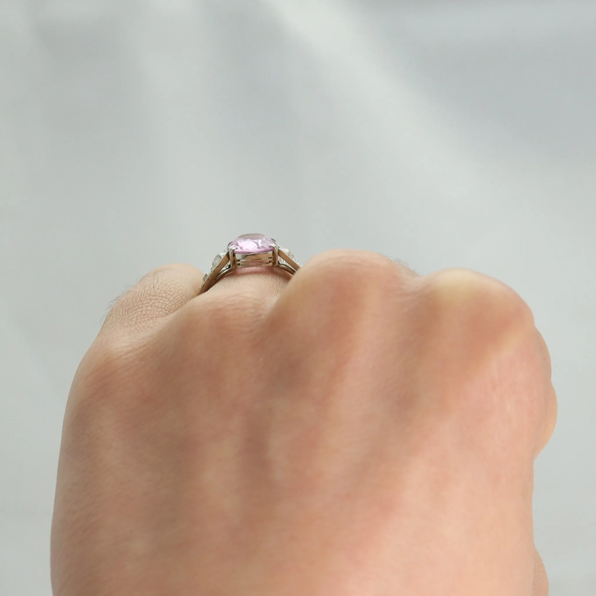 Antique Pink Topaz & Diamond Ring