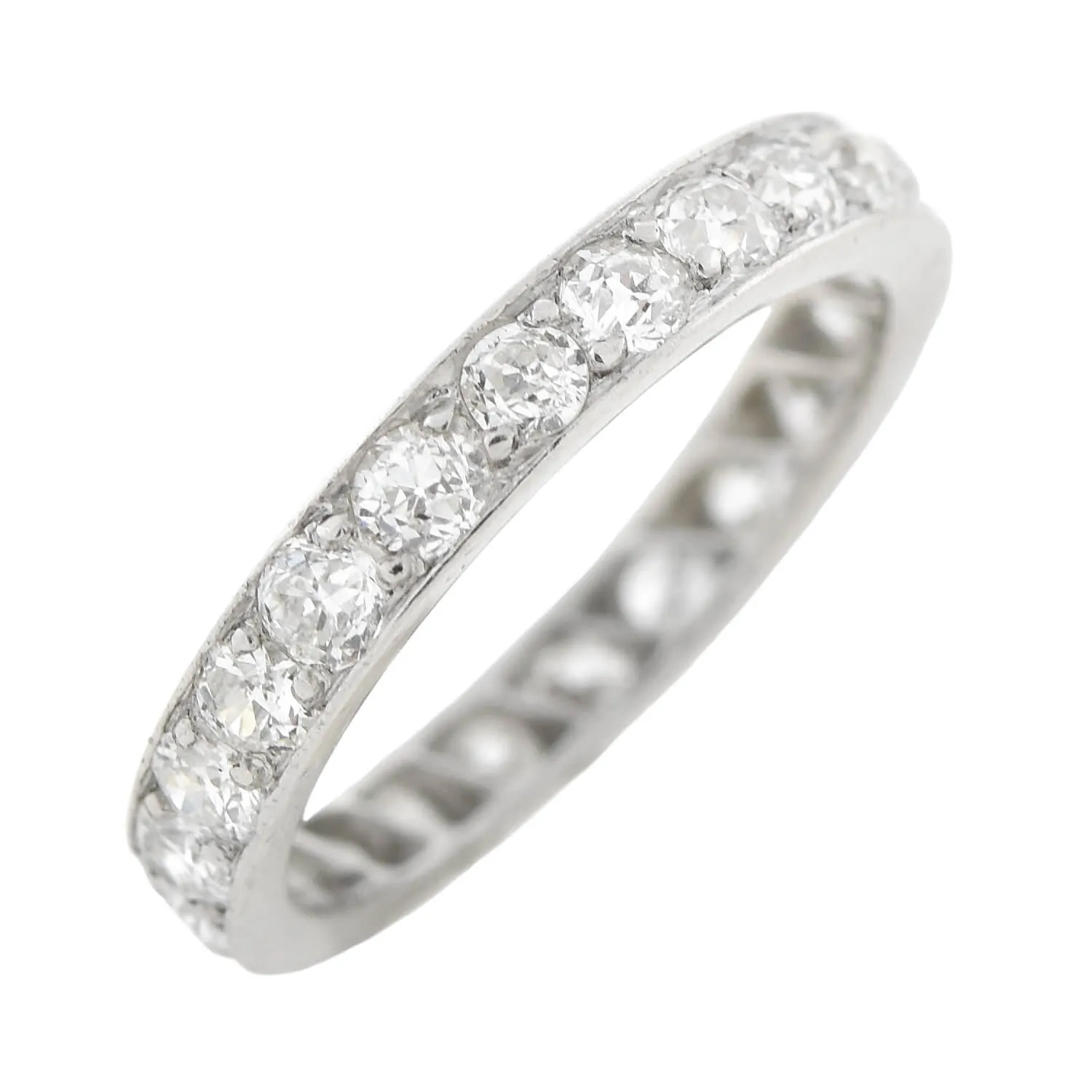 Art Deco Platinum Old Mine Cut Diamond Eternity Band 1.25ctw