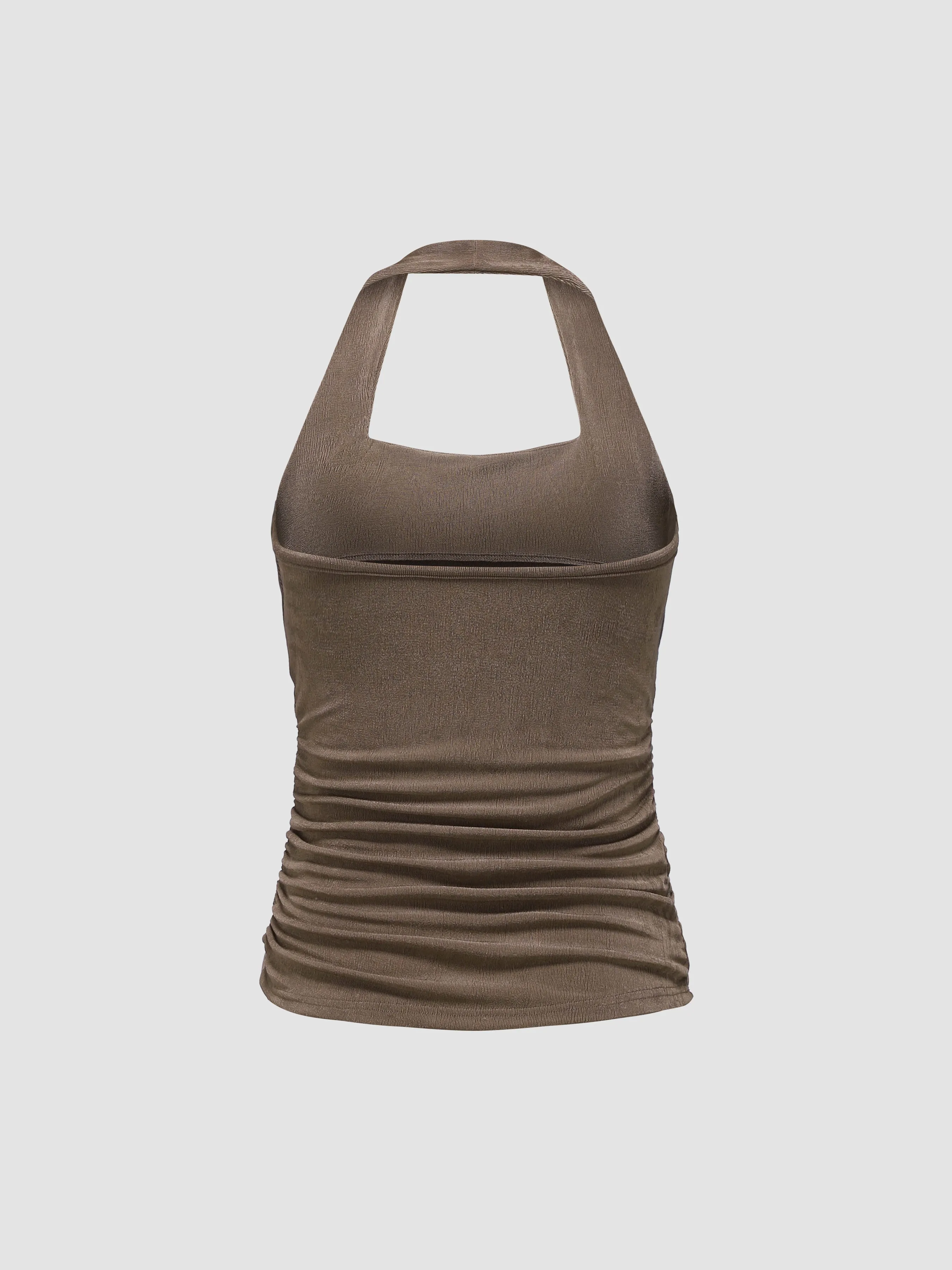 Asymmetrical Drawstring Knit Tank Top