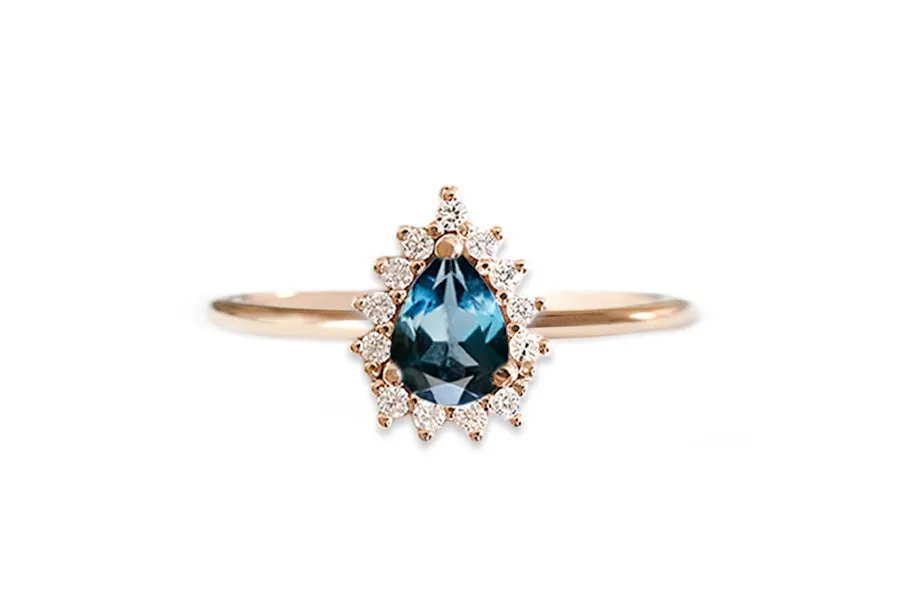 Aura Halo Pear Topaz Ring