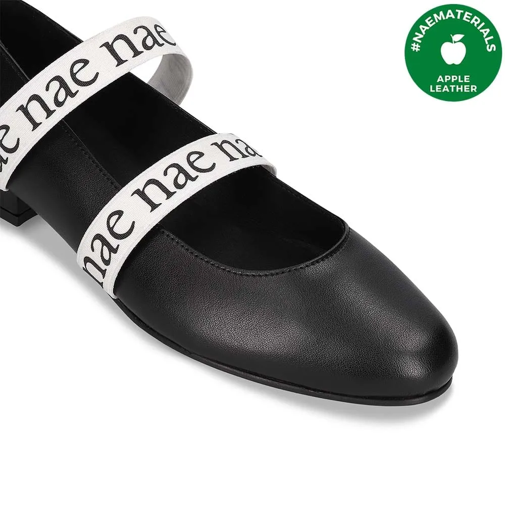 Aure Vegan Apple Leather Elastic Strap Pumps | Black