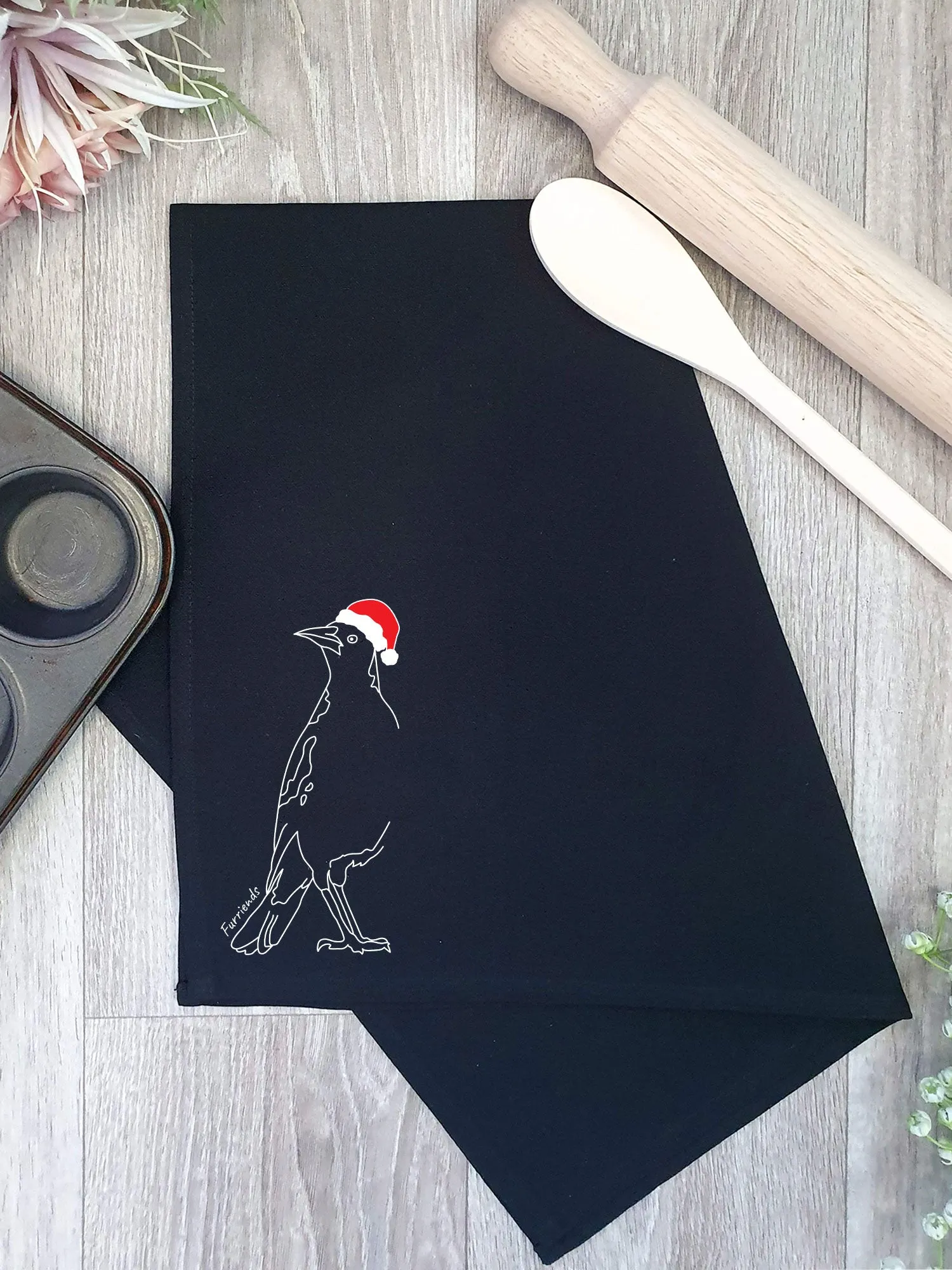 Australian Magpie - Christmas Edition Tea Towel