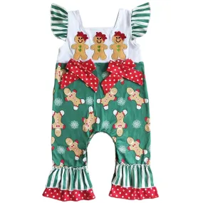 Baby Romper - Christmas - Gingerbread Ruffle Dot Girls