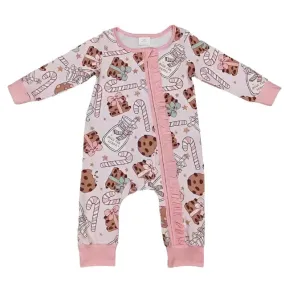 Baby Romper - Christmas - Milk & Cookies Girls Zip