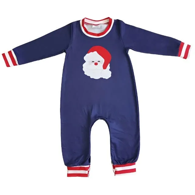 Baby Romper - Christmas - Santa Navy Red Stripe Boys Girls