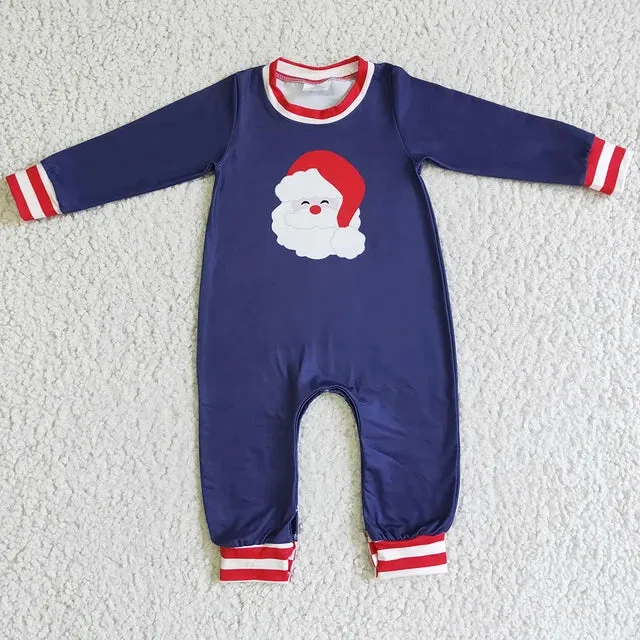 Baby Romper - Christmas - Santa Navy Red Stripe Boys Girls