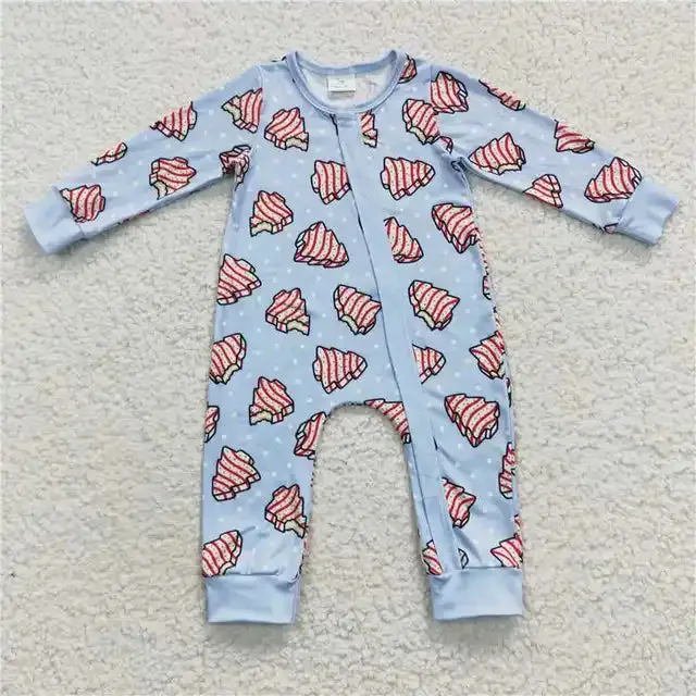 Baby Romper - Christmas - Tree Treats Boys Girls Zip