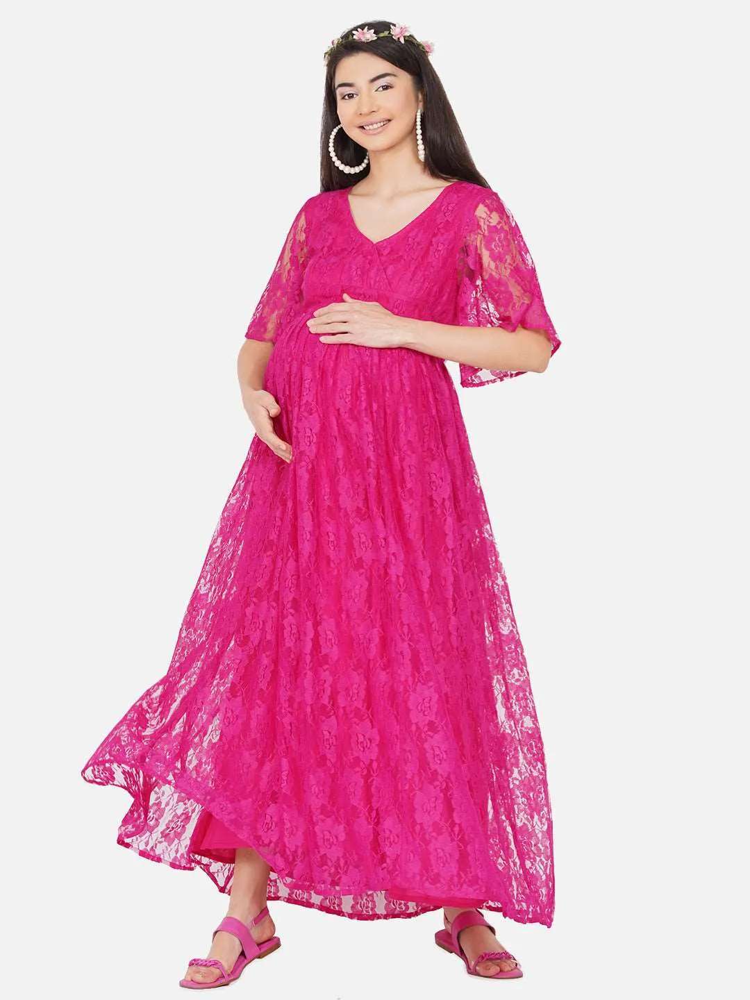 Baby Shower Dress Pink Maxi Baby Shower Dress