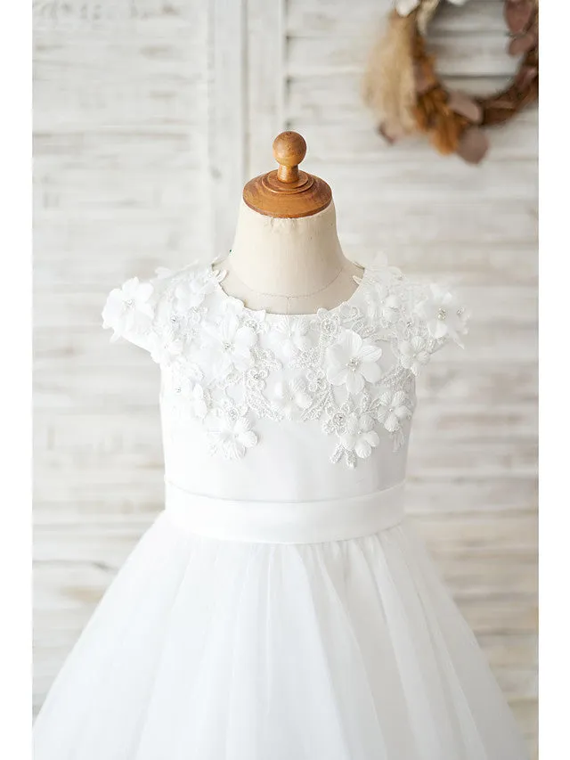 Ball Gown Satin Tulle Wedding Birthday Flower Girl Dresses