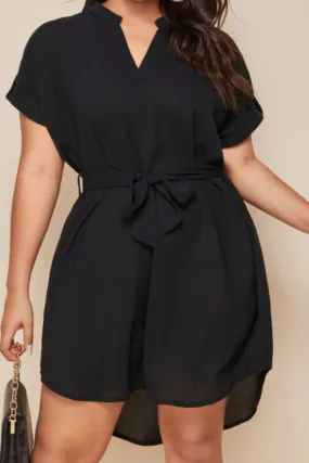 Beach Wedding Guest Attire for Women: Elegant Plus Size Mini Dress with Tie Waist