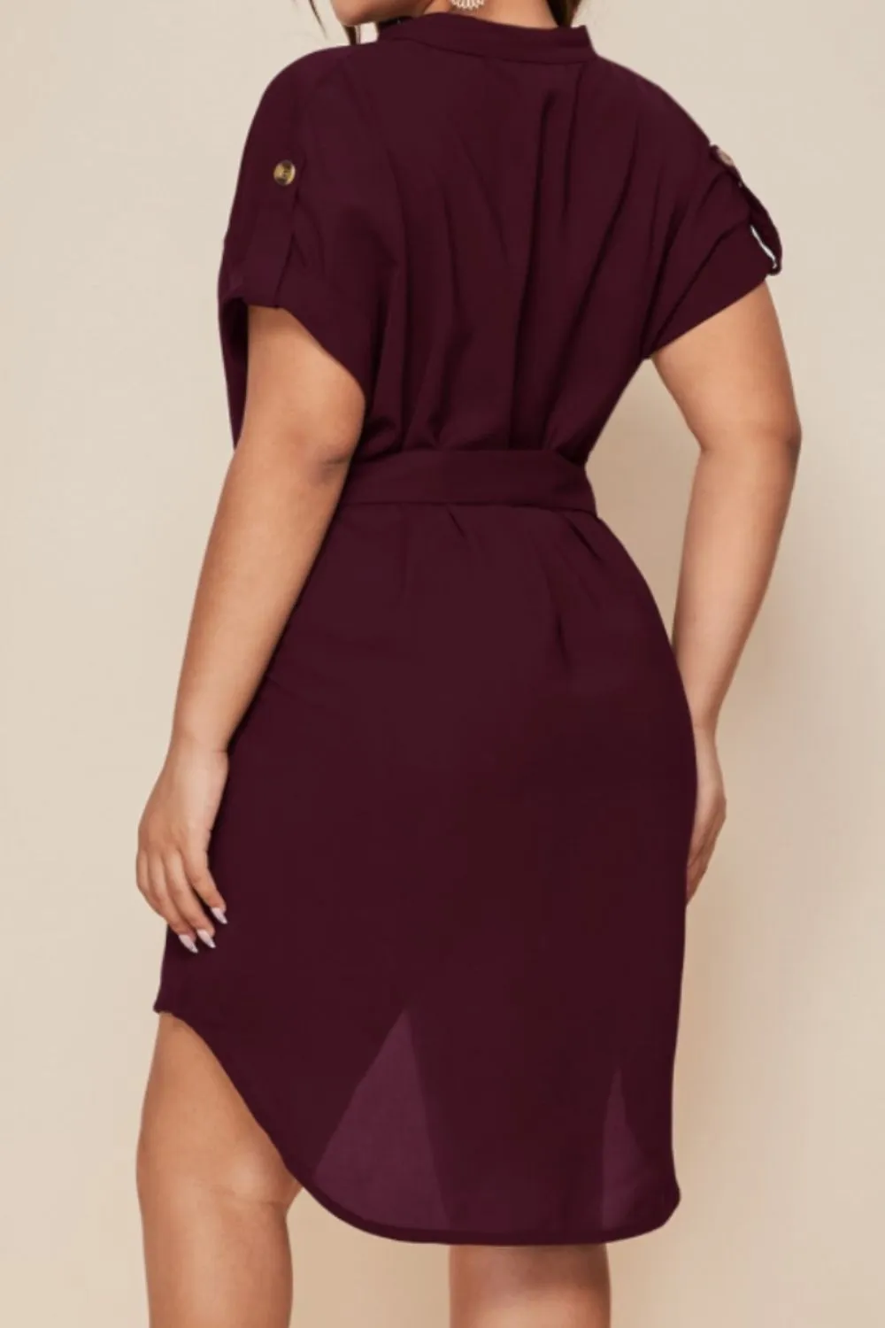 Beach Wedding Guest Attire for Women: Elegant Plus Size Mini Dress with Tie Waist