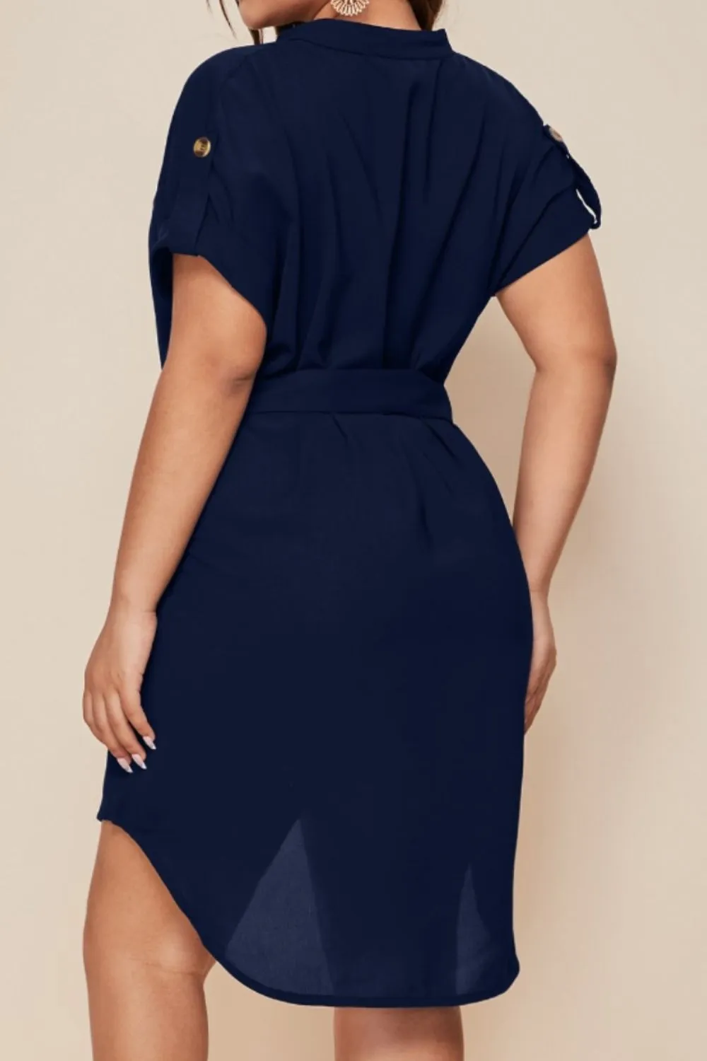 Beach Wedding Guest Attire for Women: Elegant Plus Size Mini Dress with Tie Waist