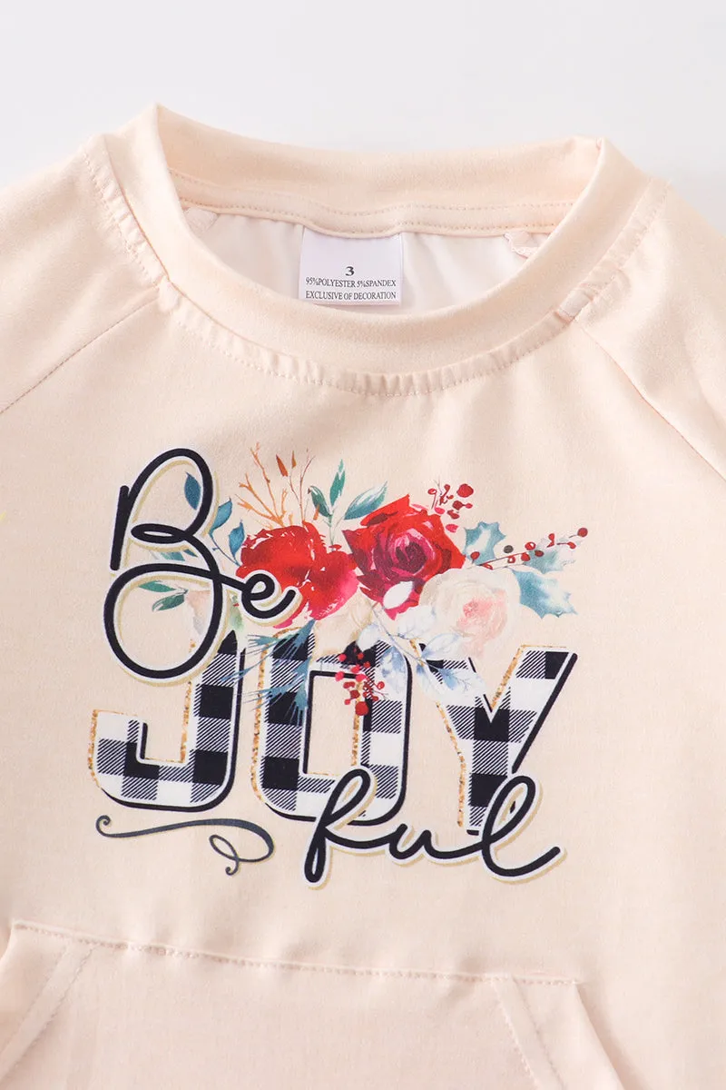 Beige floral "JOY" mommy & me top