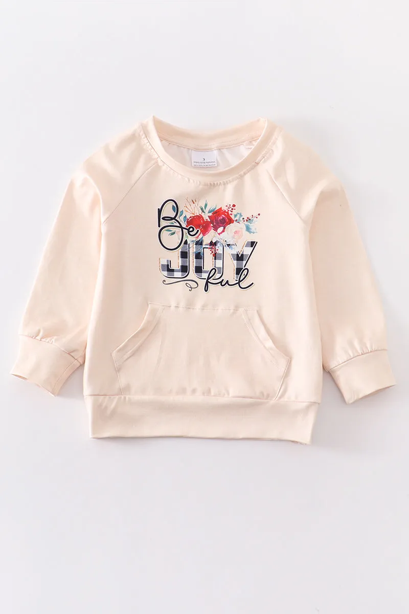 Beige floral "JOY" mommy & me top