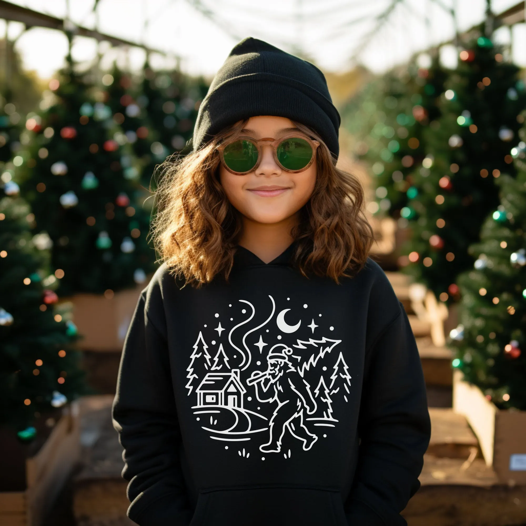 Bigfoot Winter Kids Hoodies - light or dark Artwork