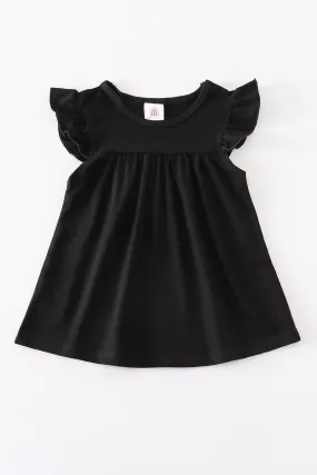 Black basic ruffle top